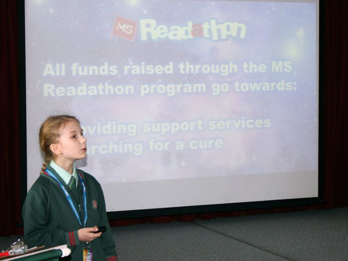 On the 22nd of July, 2015 I was welcomed by Figtree Heights Public School, where I gave a presentation about the MS Readathon and my website. They were a great audience!